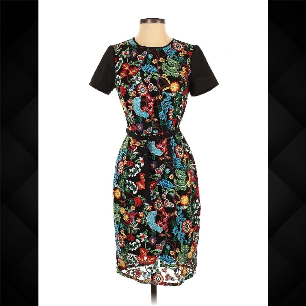 New York & Company Colorful Embroidered Floral Dress